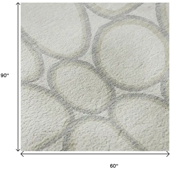 Ivory Beige And Gray Geometric Washable Area Rug With UV Protection Photo 9