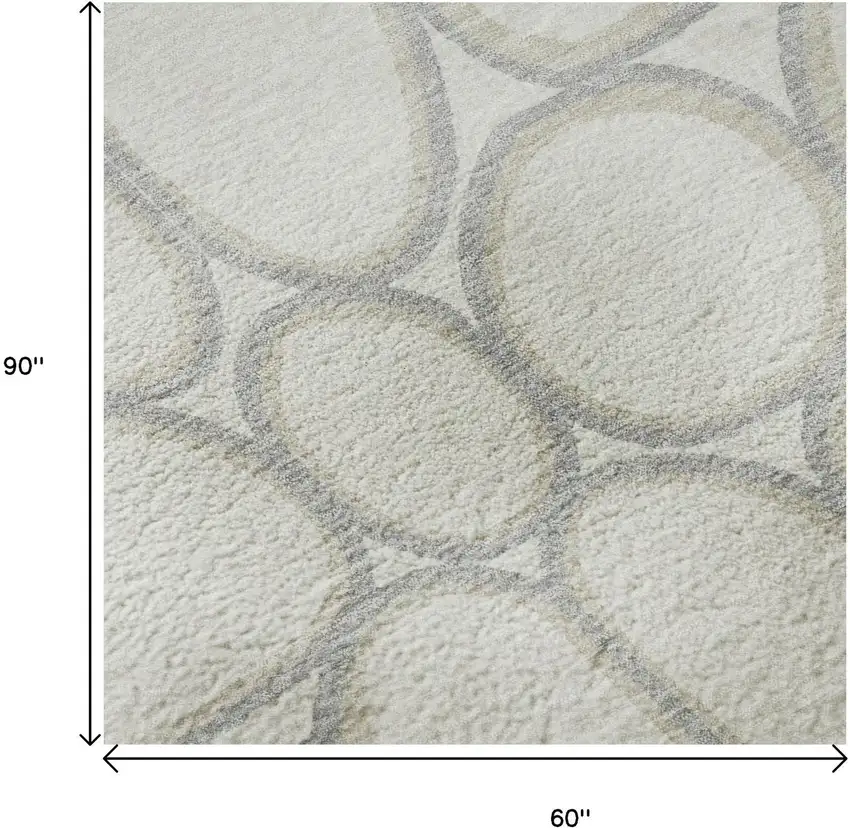Ivory Beige And Gray Geometric Washable Area Rug With UV Protection Photo 9