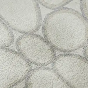 Photo of Ivory Beige And Gray Geometric Washable Area Rug With UV Protection
