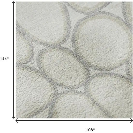 Ivory Beige And Gray Geometric Washable Area Rug With UV Protection Photo 9