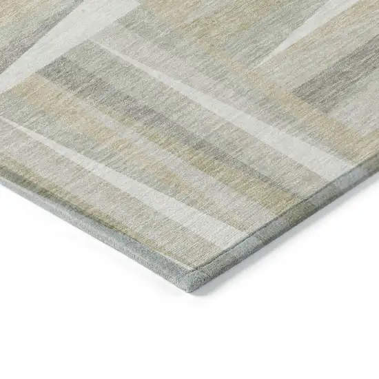 Ivory Beige And Gray Geometric Washable Indoor Outdoor Area Rug Photo 4
