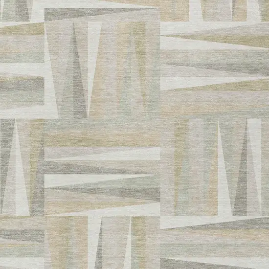 Ivory Beige And Gray Geometric Washable Indoor Outdoor Area Rug Photo 5