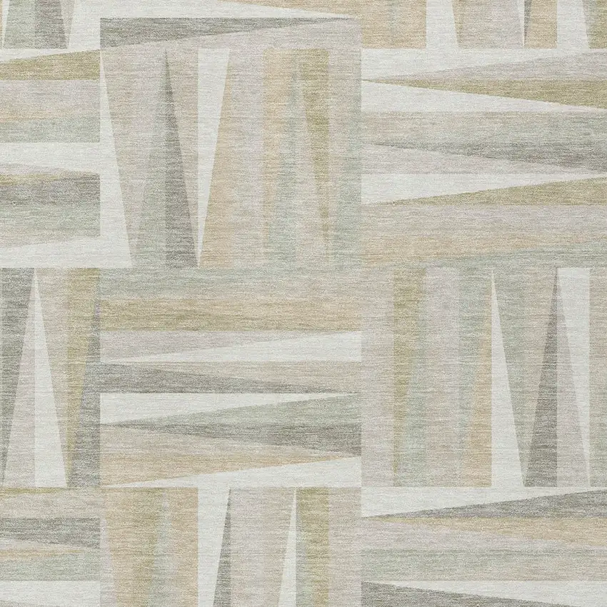 Ivory Beige And Gray Geometric Washable Indoor Outdoor Area Rug Photo 5