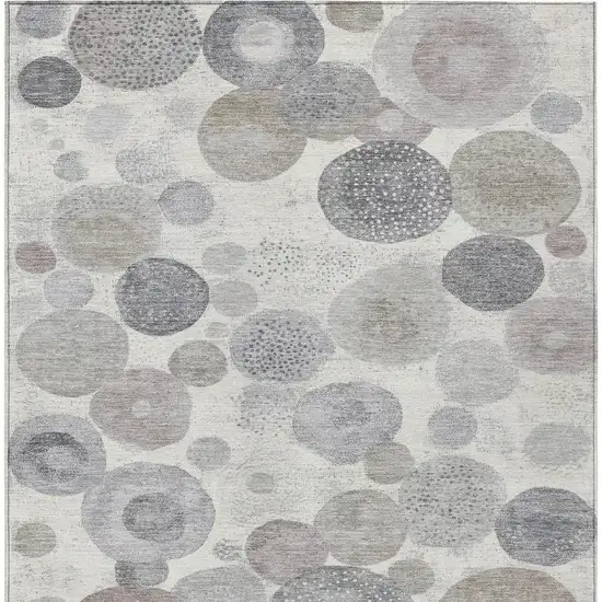 Ivory Beige And Gray Geometric Washable Indoor Outdoor Area Rug Photo 4