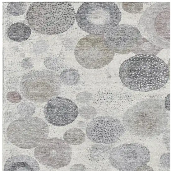 Ivory Beige And Gray Geometric Washable Indoor Outdoor Area Rug Photo 3