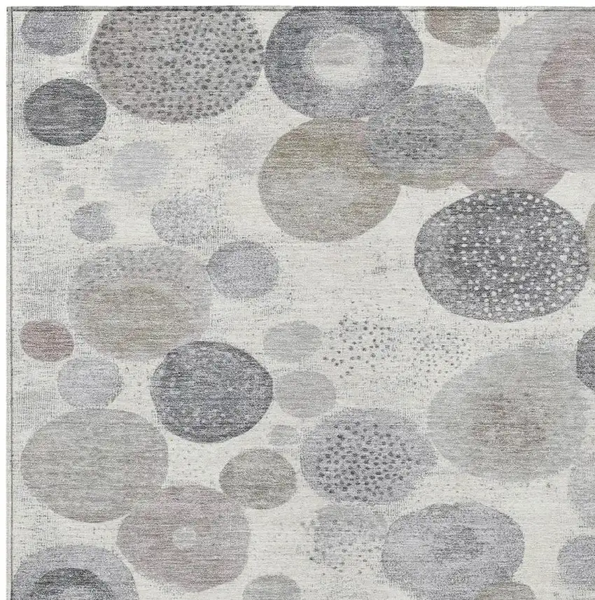 Ivory Beige And Gray Geometric Washable Indoor Outdoor Area Rug Photo 3