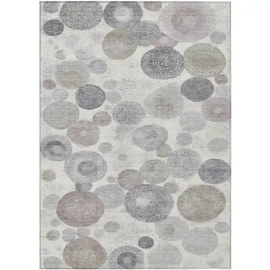 Ivory Beige And Gray Geometric Washable Indoor Outdoor Area Rug Photo 3