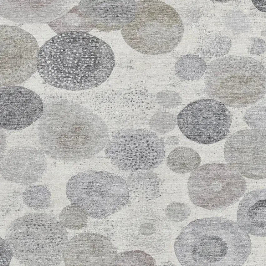 Ivory Beige And Gray Geometric Washable Indoor Outdoor Area Rug Photo 3