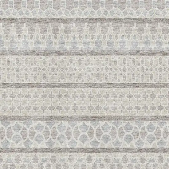 Ivory Beige And Gray Ikat Washable Area Rug With UV Protection Photo 3