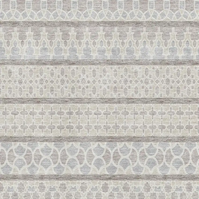 Ivory Beige And Gray Ikat Washable Area Rug With UV Protection Photo 3