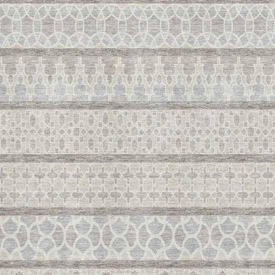 Ivory Beige And Gray Ikat Washable Area Rug With UV Protection Photo 3