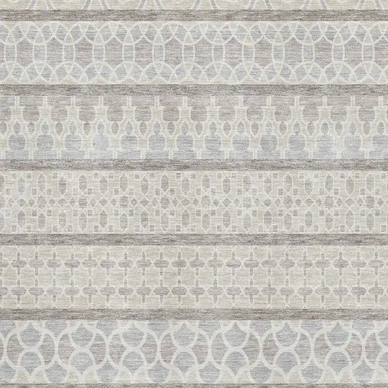 Ivory Beige And Gray Ikat Washable Area Rug With UV Protection Photo 3