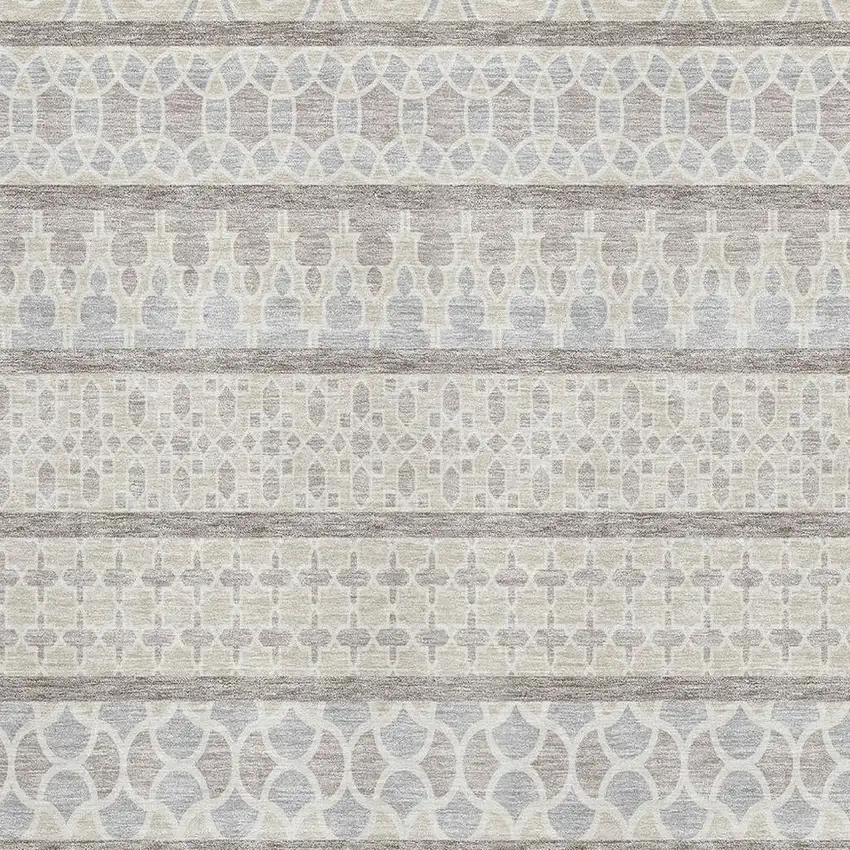 Ivory Beige And Gray Ikat Washable Area Rug With UV Protection Photo 3