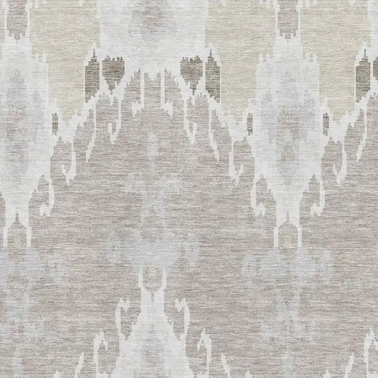 Ivory Beige And Gray Ikat Washable Area Rug With UV Protection Photo 3