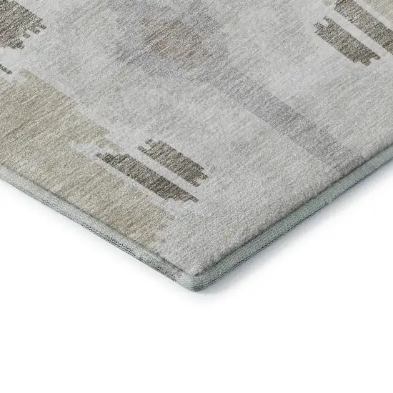 Ivory Beige And Gray Ikat Washable Area Rug With UV Protection Photo 8
