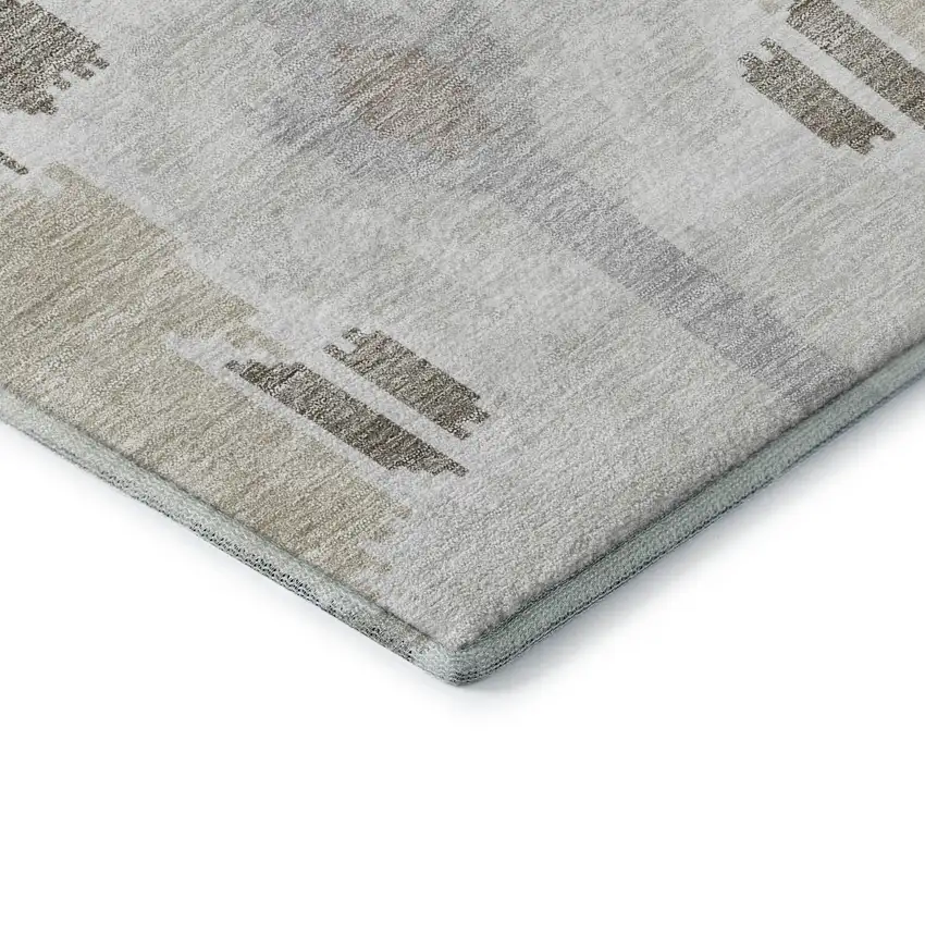 Ivory Beige And Gray Ikat Washable Area Rug With UV Protection Photo 7