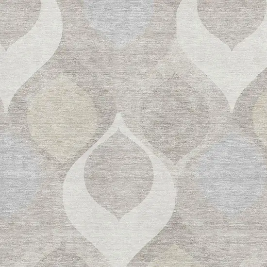 Ivory Beige And Gray Ogee Washable Area Rug With UV Protection Photo 3