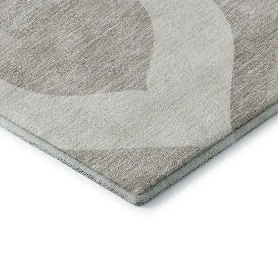 Ivory Beige And Gray Ogee Washable Area Rug With UV Protection Photo 8