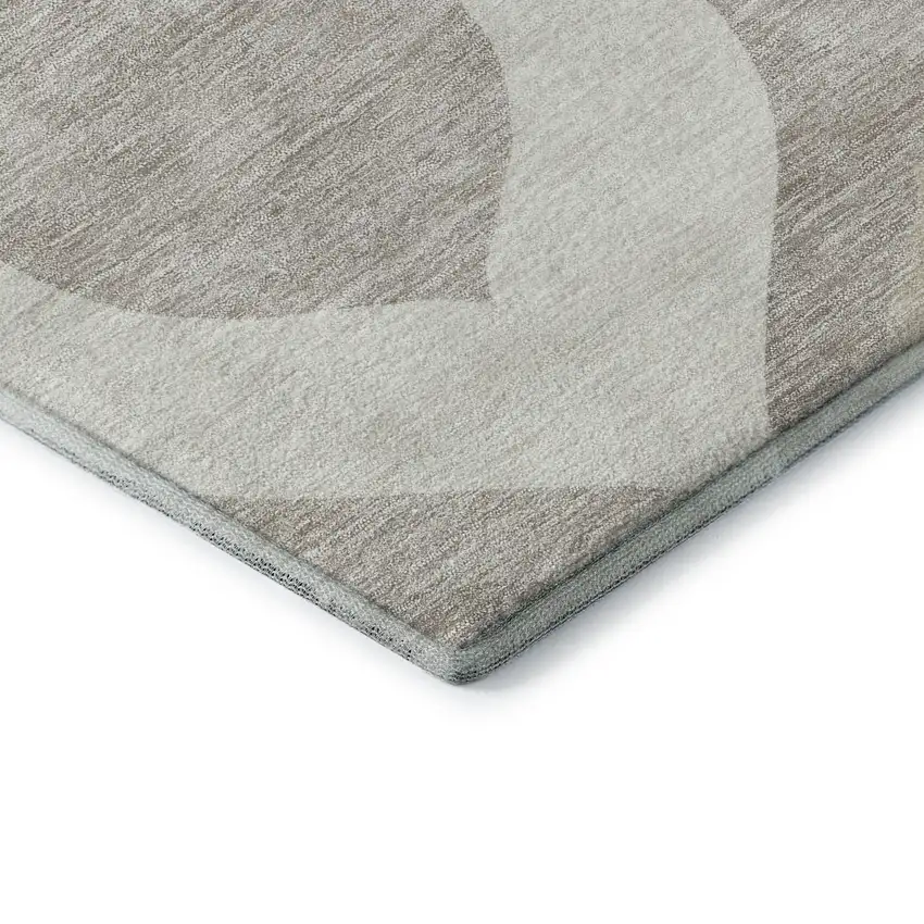 Ivory Beige And Gray Ogee Washable Area Rug With UV Protection Photo 8