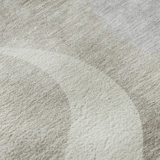 Ivory Beige And Gray Ogee Washable Area Rug With UV Protection Photo 9