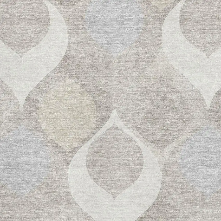 Ivory Beige And Gray Ogee Washable Area Rug With UV Protection Photo 3