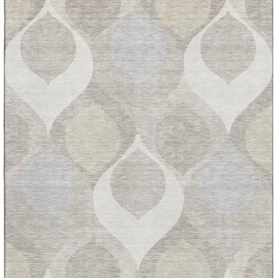 Ivory Beige And Gray Ogee Washable Area Rug With UV Protection Photo 4
