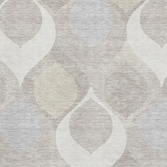 Ivory Beige And Gray Ogee Washable Area Rug With UV Protection Photo 3