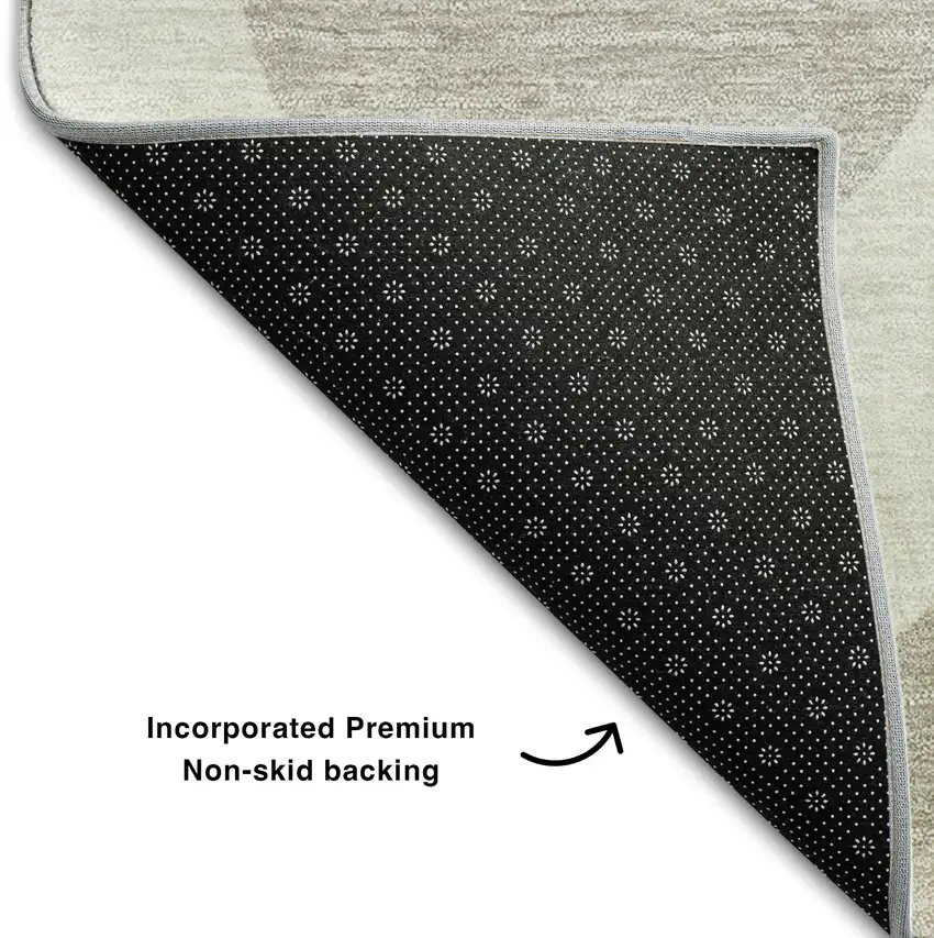 Ivory Beige And Gray Ogee Washable Area Rug With UV Protection Photo 7