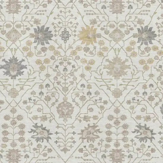 Ivory Beige And Gray Oriental Washable Area Rug With UV Protection Photo 2