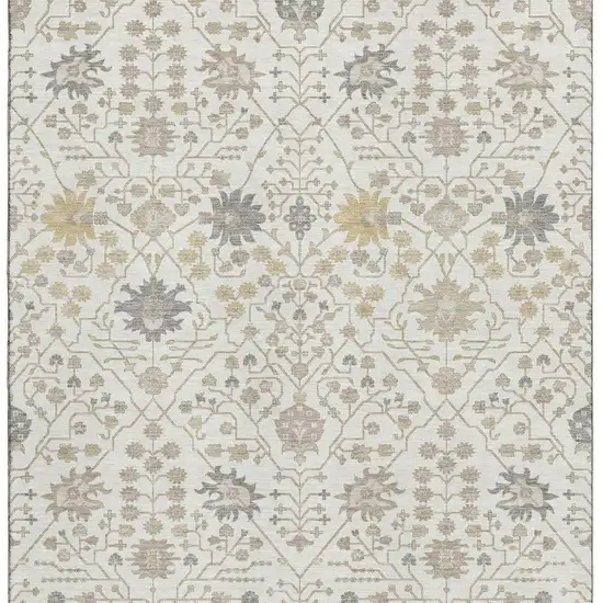 Ivory Beige And Gray Oriental Washable Area Rug With UV Protection Photo 4
