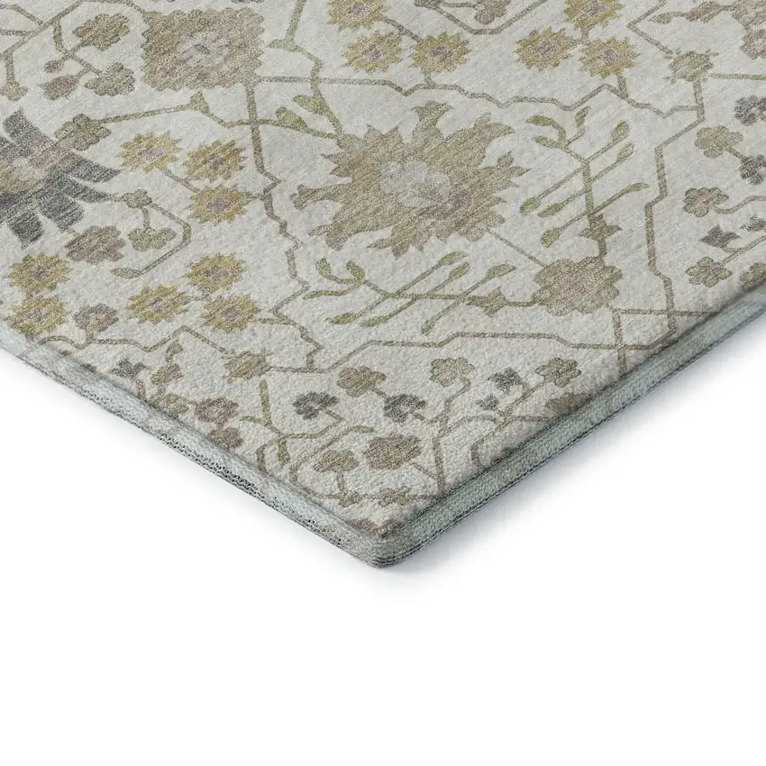 Ivory Beige And Gray Oriental Washable Area Rug With UV Protection Photo 7