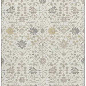 Photo of Ivory Beige And Gray Oriental Washable Area Rug With UV Protection