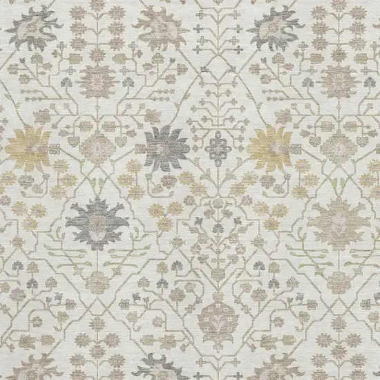 Ivory Beige And Gray Oriental Washable Area Rug With UV Protection Photo 2