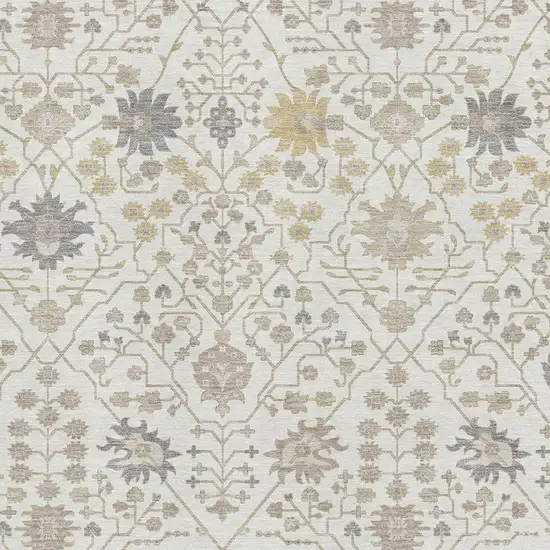 Ivory Beige And Gray Oriental Washable Area Rug With UV Protection Photo 2