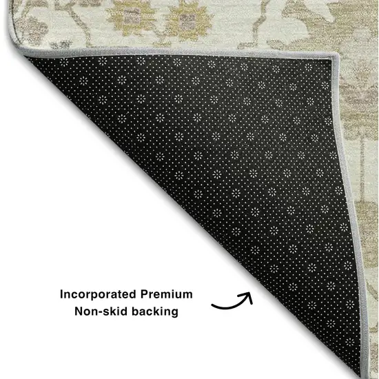 Ivory Beige And Gray Oriental Washable Area Rug With UV Protection Photo 6
