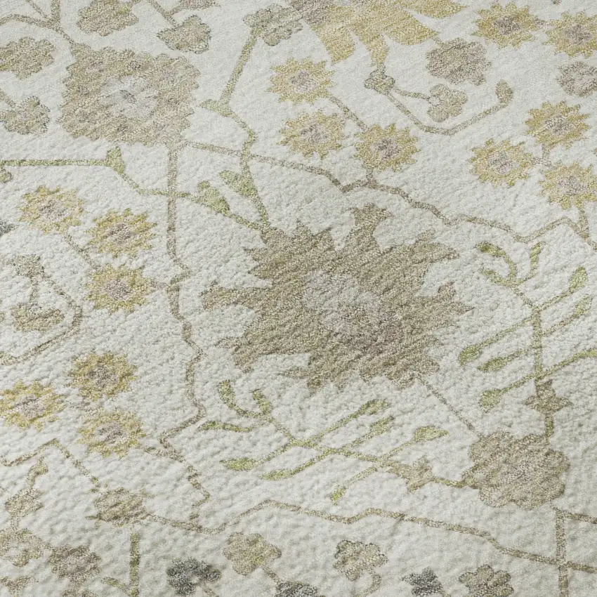 Ivory Beige And Gray Oriental Washable Area Rug With UV Protection Photo 9