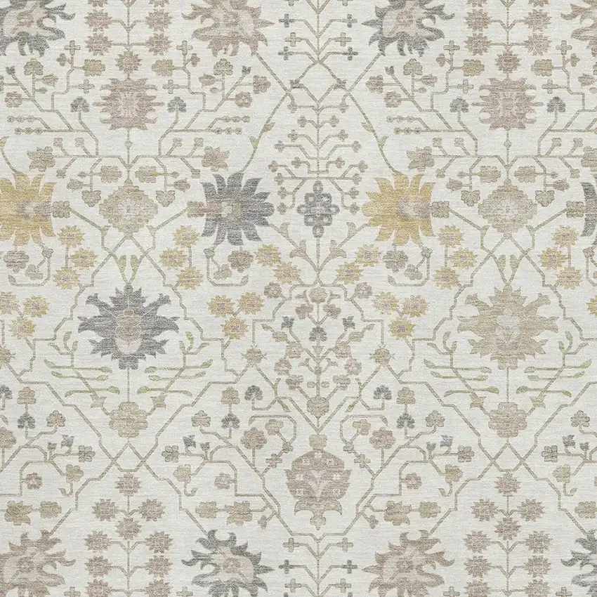 Ivory Beige And Gray Oriental Washable Area Rug With UV Protection Photo 2