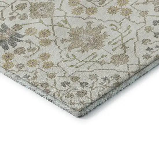 Ivory Beige And Gray Oriental Washable Area Rug With UV Protection Photo 7
