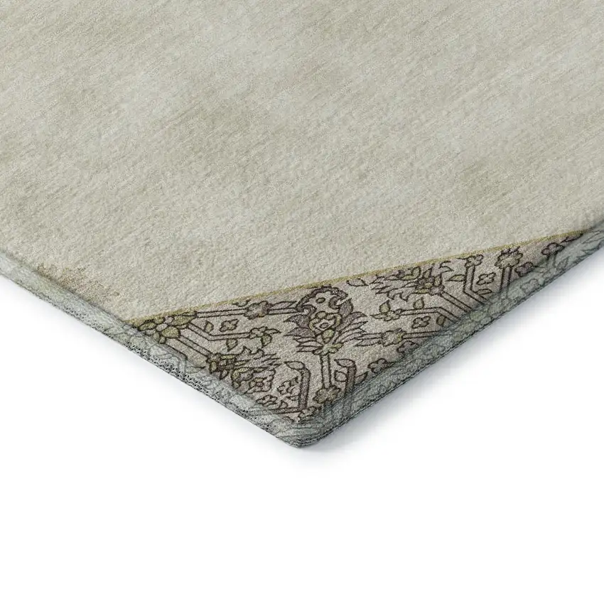 Ivory Beige And Gray Oriental Washable Area Rug With UV Protection Photo 7