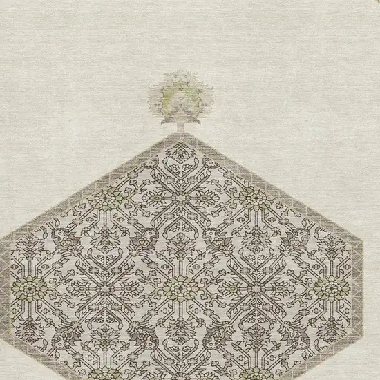 Ivory Beige And Gray Oriental Washable Area Rug With UV Protection Photo 2