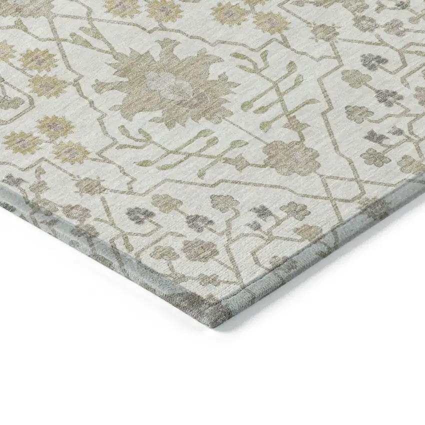 Ivory Beige And Gray Oriental Washable Indoor Outdoor Area Rug Photo 3