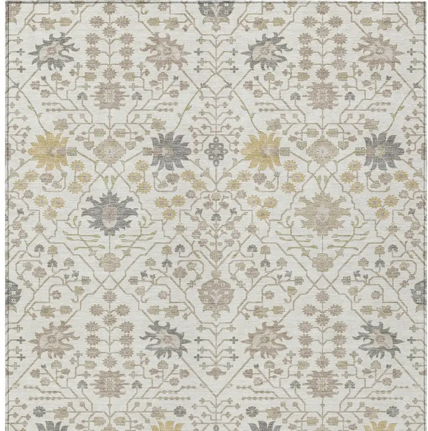 Ivory Beige And Gray Oriental Washable Indoor Outdoor Area Rug Photo 4