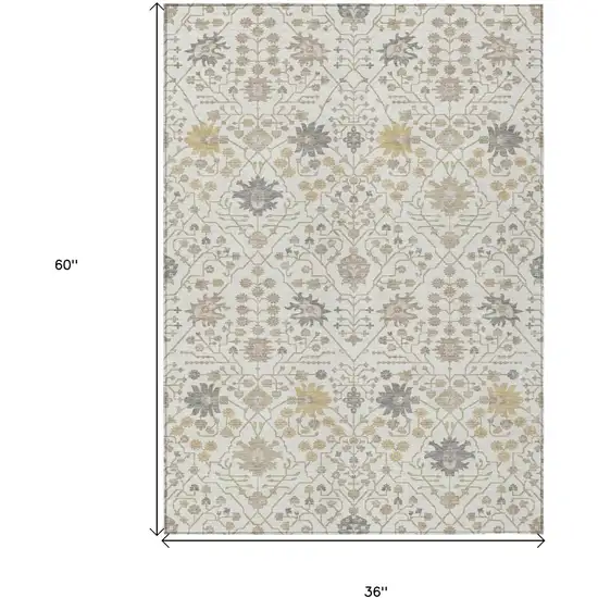 Ivory Beige And Gray Oriental Washable Indoor Outdoor Area Rug Photo 6