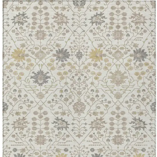 Ivory Beige And Gray Oriental Washable Indoor Outdoor Area Rug Photo 5