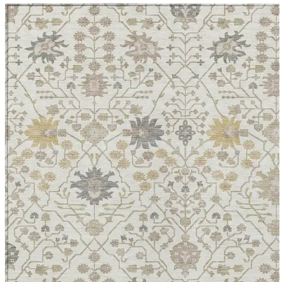 Ivory Beige And Gray Oriental Washable Indoor Outdoor Area Rug Photo 5