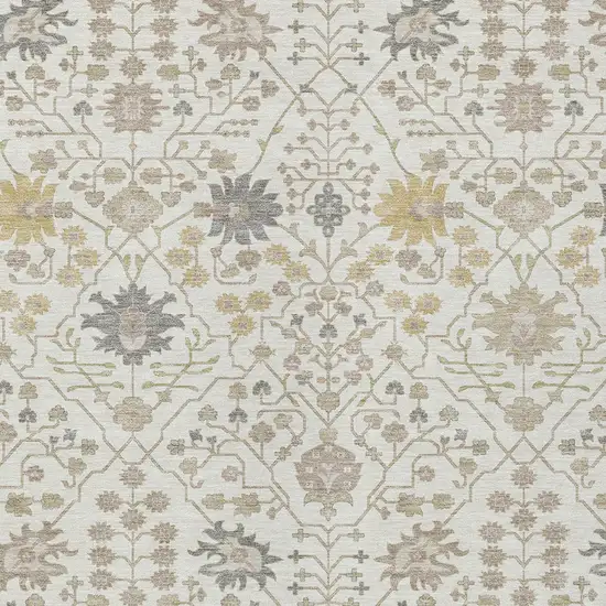 Ivory Beige And Gray Oriental Washable Indoor Outdoor Area Rug Photo 5