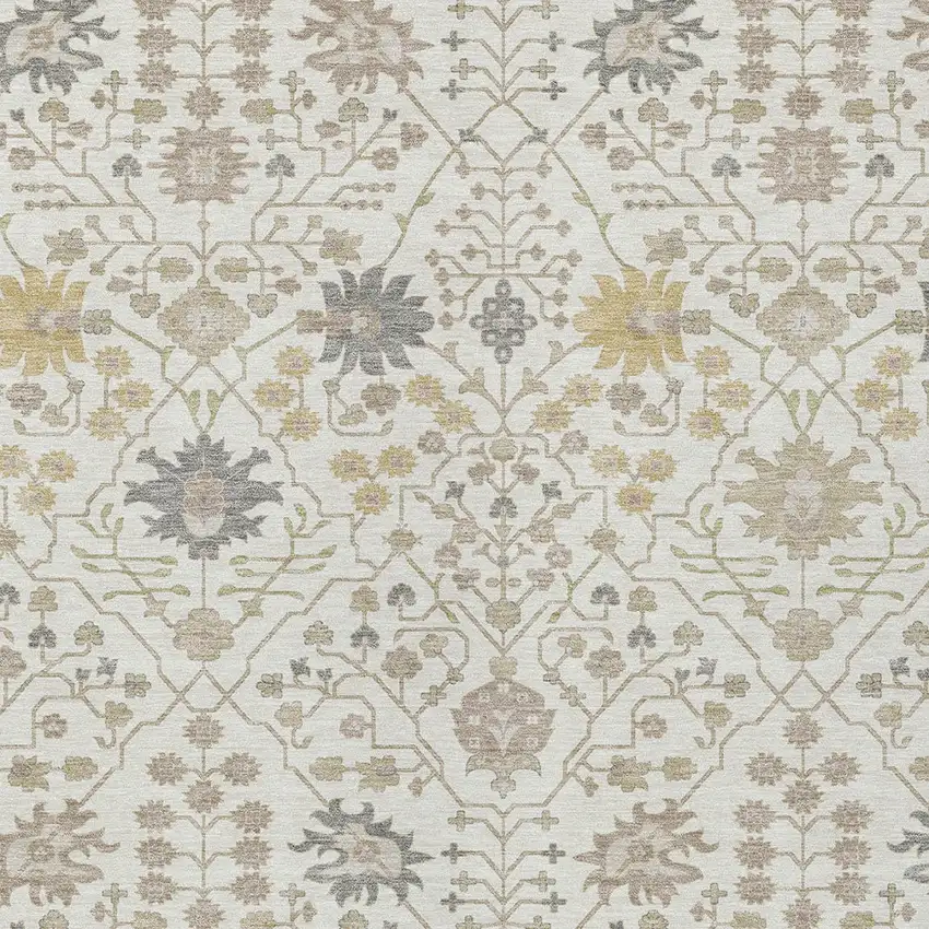 Ivory Beige And Gray Oriental Washable Indoor Outdoor Area Rug Photo 5