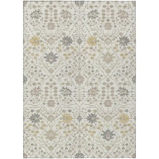 Ivory Beige And Gray Oriental Washable Indoor Outdoor Area Rug Photo 2