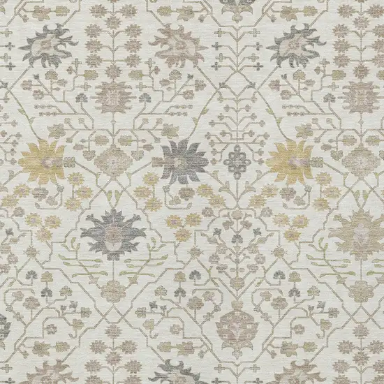 Ivory Beige And Gray Oriental Washable Indoor Outdoor Area Rug Photo 5
