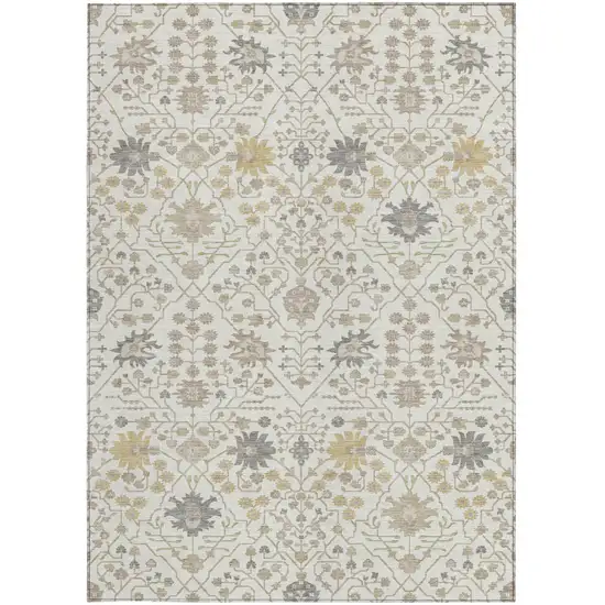 Ivory Beige And Gray Oriental Washable Indoor Outdoor Area Rug Photo 5